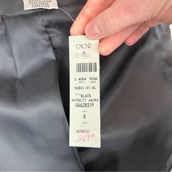 Cache Western Black Leather Fringe Zip Coat - Picture 8 of 8